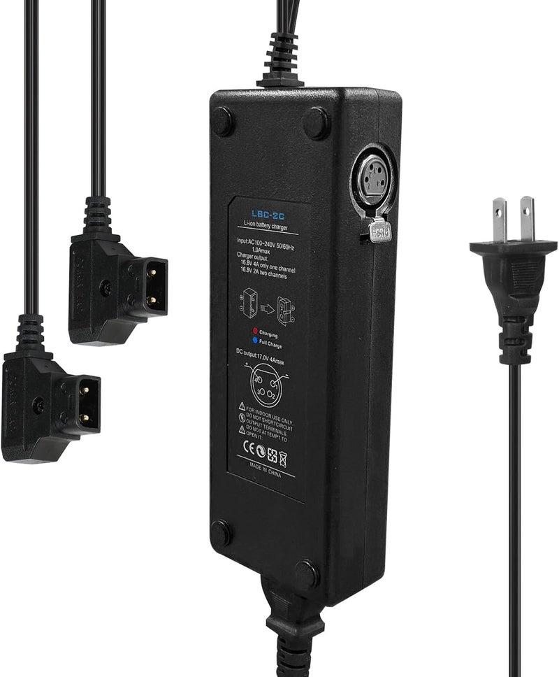 MOMAN TAP2C Dual D-Tap Charger with 4-pin XLR DC Output V-Mount/Gold-Mount Battery Power Adapter for Camera DSLR [DC 16.8V/4A] - Image 1